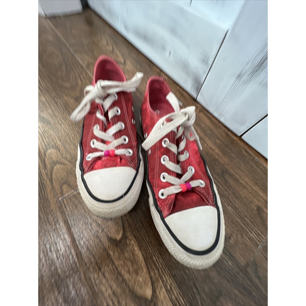 CONVERSE LACE UP SHOES SNEAKERS WOMENS 5.5 DARK PINK GALAXY BLEACH SPLATTER LOW